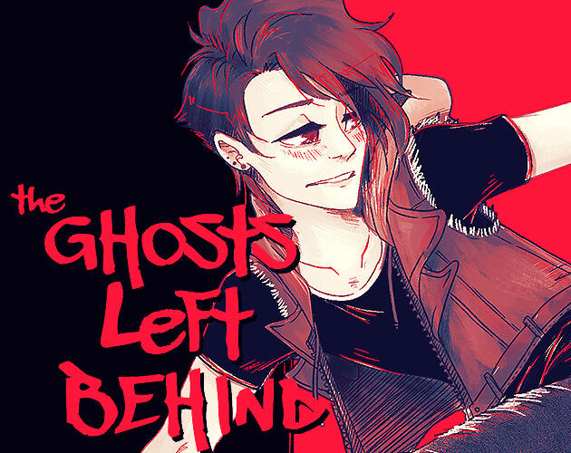 Icon for the Ghosts Left Behind. It features a young man fleeing something off screen with bright red behind him.